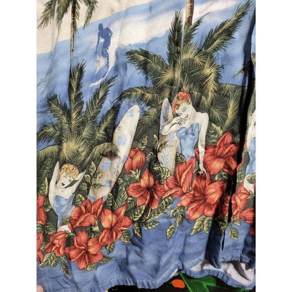 Campia Moda Hawaiian Style Button Down With Hula Girls #041‎ - Picture 2 of 5